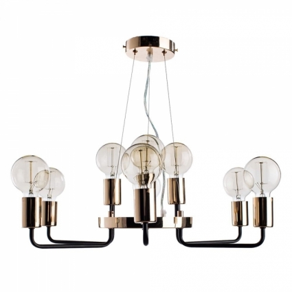Подвесная люстра Arte Lamp Gelo A6001LM-9BK в стиле лофт, цвет золотой