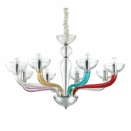 Подвесная люстра Ideal Lux Casanova SP8 Color в стиле арт-деко, цвет разноцветный