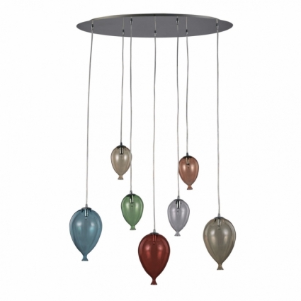 Подвесная люстра Ideal Lux Clown SP7 Color в стиле Хай-тек, цвет разноцветный