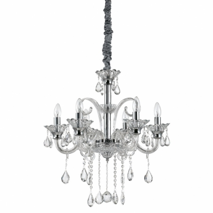 Подвесная люстра Ideal Lux Colossal SP6 Trasparente в классическом стиле, цвет хром