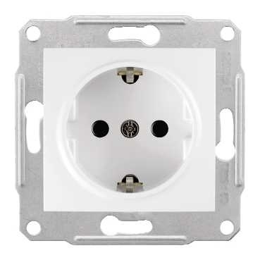 Розетка Schneider Electric Sedna с/з без шторок 16A 250V SDN3000521 в современном стиле, цвет белый