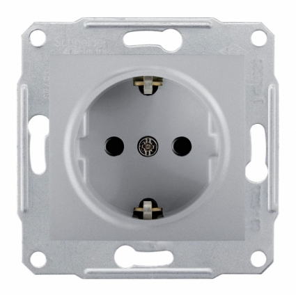 Розетка Schneider Electric Sedna с/з без шторок 16A 250V SDN3000560 в современном стиле, цвет серебро