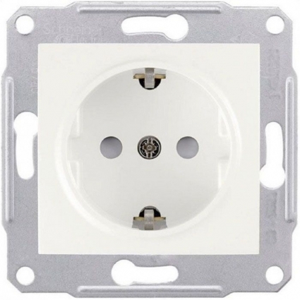 Розетка Schneider Electric Sedna с/з со шторками 16A 250V SDN3000121 в современном стиле, цвет белый