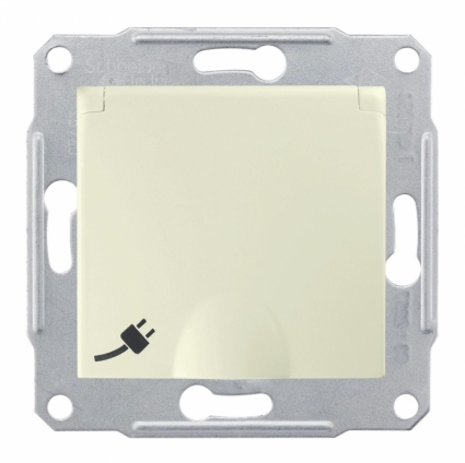 Розетка Schneider Electric Sedna с/з со шторками и крышкой 16A 250V SDN3100147 в современном стиле, цвет бежевый