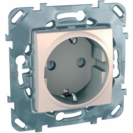 Розетка Schneider Electric Unica с/з со шторками 16A 250V MGU5.037.25ZD в современном стиле, цвет бежевый