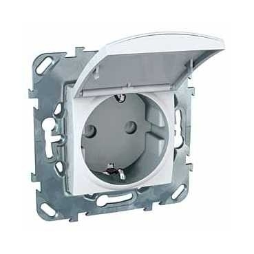 Розетка Schneider Electric Unica с/з со шторкамии крышкой 16A 250V MGU5.037.18TAZD в современном стиле, цвет белый