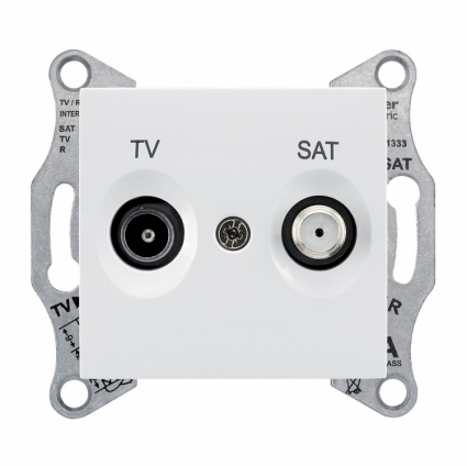 Розетка TV/SAT проходная Schneider Electric Sedna 4dB SDN3401921 в современном стиле, цвет белый