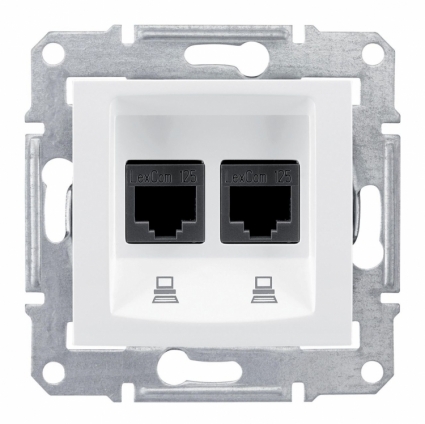 Розетка компьютерная 2хRJ45 Schneider Electric Sedna STP SDN4600121 в современном стиле, цвет белый