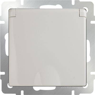 Werkel Розетка с заземлением с защитной крышкой и шторками WL03-SKGSC-01-IP44-ivory 4690389046247, цвет бежевый