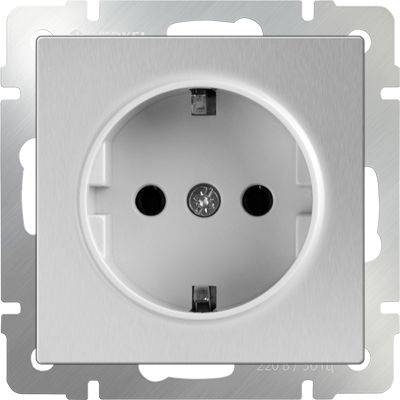 Werkel Розетка с заземлением серебряный WL06-SKG-01-IP20 4690389053894, цвет белый