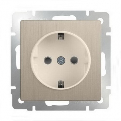 Werkel Розетка с заземлением шампань рифленая WL10-SKG-01-IP20 4690389085246, цвет золотой