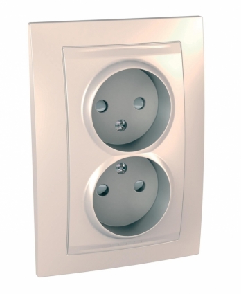 Розетка двойная Schneider Electric Unica б/з со шторками 10A 250V MGU23.063.25D в современном стиле, цвет бежевый