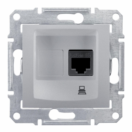 Розетка компьютерная RJ45 Schneider Electric Sedna UTP SDN4300160 в современном стиле, цвет серебро