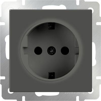 Werkel Розетка с заземлением серо-коричневая WL07-SKG-01-IP20 4690389054051, цвет серый