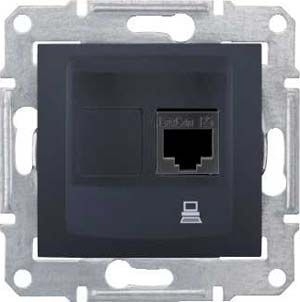 Розетка компьютерная RJ45 Schneider Electric Sedna UTP SDN4300170 в современном стиле, цвет черный