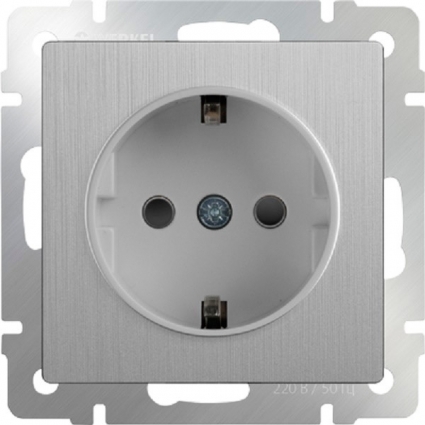 Werkel Розетка с заземлением серебряная рифленая WL09-SKG-01-IP20 4690389085079, цвет серебро