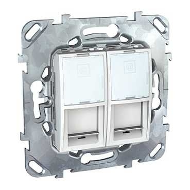 Розетка компьютерная 2хRJ45 Schneider Electric Unica MGU5.2020.18ZD в современном стиле, цвет белый
