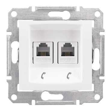 Розетка телефонная 2хRJ11 Schneider Electric Sedna SDN4201121 в современном стиле, цвет белый