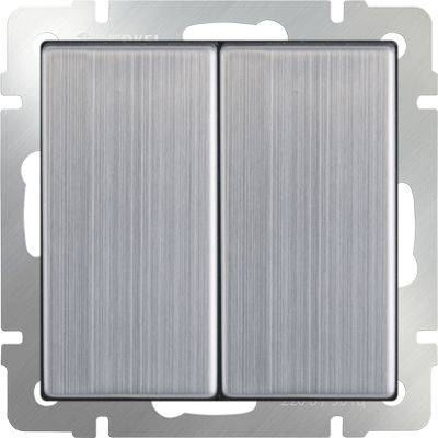 Werkel Выключатель двухклавишный проходной глянцевый никель WL02-SW-2G-2W 4690389045769 цвет серый