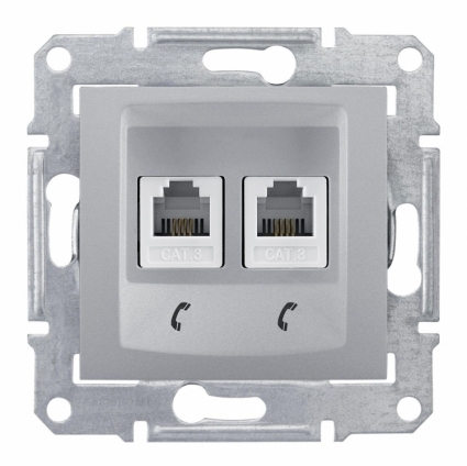 Розетка телефонная 2хRJ11 Schneider Electric Sedna SDN4201160 в современном стиле, цвет серебро
