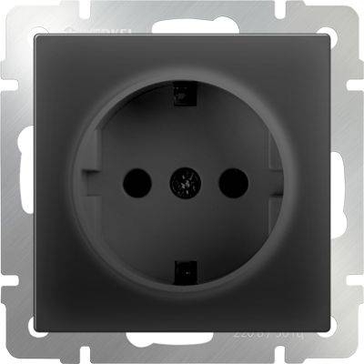 Werkel Розетка с заземлением черный матовый WL08-SKG-01-IP20 4690389054211, цвет черный