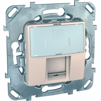 Розетка компьютерная RJ45 Schneider Electric Unica MGU5.421.25ZD в современном стиле, цвет бежевый