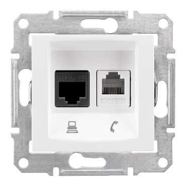 Розетка телефонная RJ-11 и Ethernet RJ-45 Schneider Electric Sedna UTP SDN5100121 в современном стиле, цвет белый