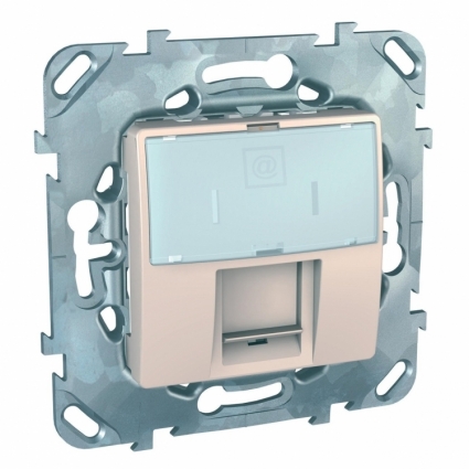 Розетка компьютерная RJ45 Schneider Electric Unica MGU5.425.25ZD в современном стиле, цвет бежевый