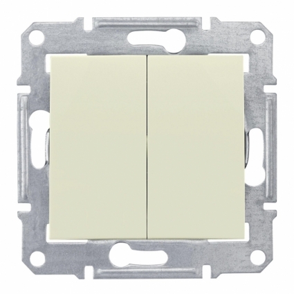 Выключатель двухклавишный Schneider Electric Sedna 10A 250V SDN0300147 в современном стиле, цвет бежевый