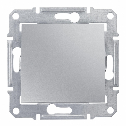 Выключатель двухклавишный Schneider Electric Sedna 10A 250V SDN0300160 в современном стиле, цвет серебро