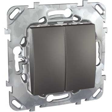 Выключатель двухклавишный Schneider Electric Unica 10AX 250V MGU5.211.12ZD в современном стиле, цвет серый