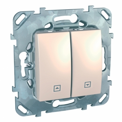 Выключатель двухклавишный для жалюзи Schneider Electric Unica MGU5.208.25ZD в современном стиле, цвет бежевый