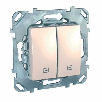 Выключатель двухклавишный кнопочный для жалюзи Schneider Electric Unica MGU5.207.25ZD в современном стиле, цвет бежевый