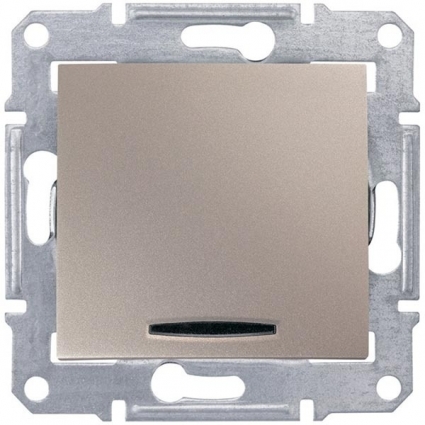 Выключатель одноклавишный с синей подсветкой Schneider Electric Sedna 10A 250V SDN1400168, в современном стиле, цвет титановый