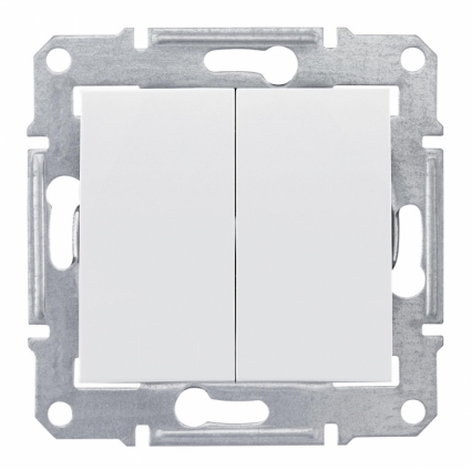 Переключатель двухклавишный Schneider Electric Sedna 10A 250V SDN0600121 в современном стиле, цвет белый