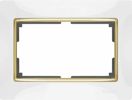 Werkel Рамка Snabb для двойной розетки белый/золото WL03-Frame-01-DBL-white/GD 4690389083846 в современном стиле, цвет белый