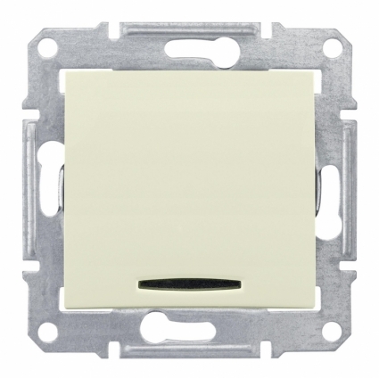 Переключатель одноклавишный с синей подсветкой Schneider Electric Sedna 10A 250V SDN1500147, в современном стиле, цвет бежевый