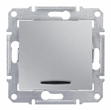 Переключатель одноклавишный с синей подсветкой Schneider Electric Sedna 10A 250V SDN1500160, в современном стиле, цвет серебро