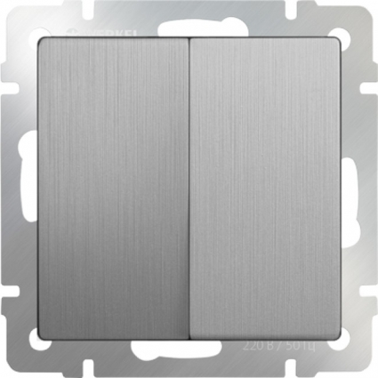 Werkel Выключатель двухклавишный серебряный рифленый WL09-SW-2G 4690389085147 цвет серебро