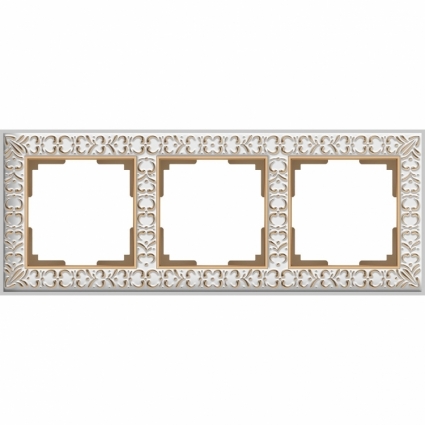 Werkel Рамка Antik на 3 поста белое золото WL07-Frame-01 4690389099199 в классическом стиле, цвет белый