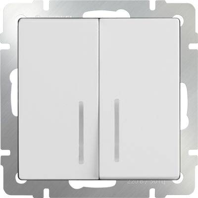 Werkel Выключатель двухклавишный с подсветкой белый WL01-SW-2G-LED 4690389059193, цвет белый