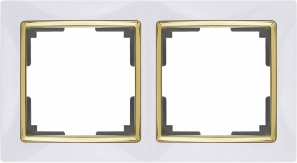 Werkel Рамка Snabb на 2 поста белый/золото WL03-Frame-02-white/GD 4690389083884 в современном стиле, цвет белый