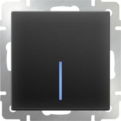 Werkel Выключатель одноклавишный с подсветкой черный матовый WL08-SW-1G-LED 4690389054174, цвет черный