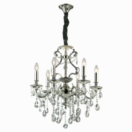 Подвесная люстра Ideal Lux Gioconda SP6 Argento в классическом стиле, цвет серебро