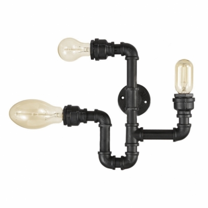 Бра Ideal Lux PLumber AP3 в стиле лофт, цвет черный, мощность 126 Вт