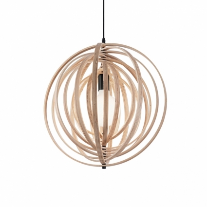 Подвесной светильник Ideal Lux Disco SP1 Legno в стиле кантри, цвет бежевый