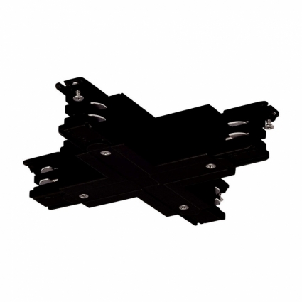 X-коннектор для двух контуров SLV 3Ph S-Track с разъемом подвода питания 175150, в современном стиле, цвет черный