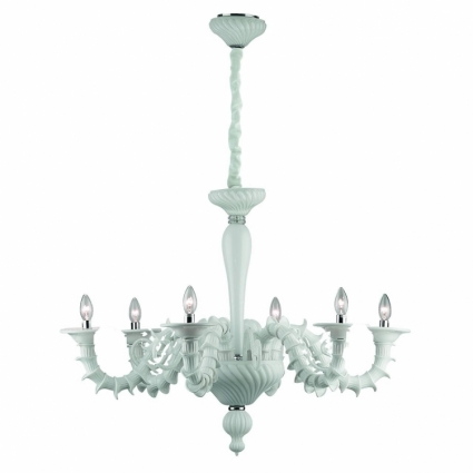Подвесная люстра Ideal Lux Ca Rezzonico SP6 Bianco в стиле арт-деко, цвет белый