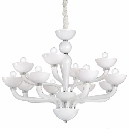 Подвесная люстра Ideal Lux Casanova SP12 Bianco в стиле арт-деко, цвет белый