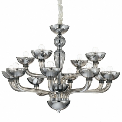 Подвесная люстра Ideal Lux Casanova SP12 Fume в стиле арт-деко, цвет серый